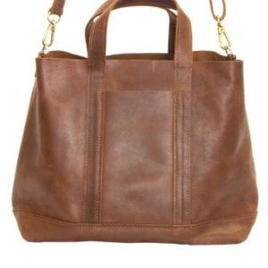 Karma Collection Thick Brown Cognac leather Mini Addis tote Handmade w/ Dignity